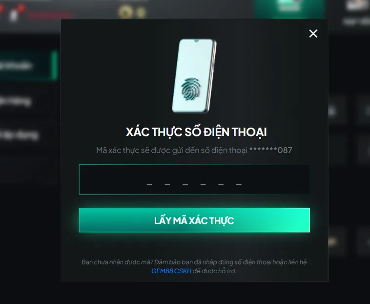 Xác Thực Số Điện Thoại Tại Gem88 Nhận Ngay Ưu Đãi Khủng Cho Thành Viên Mới Thiết Lập Tài Khoản