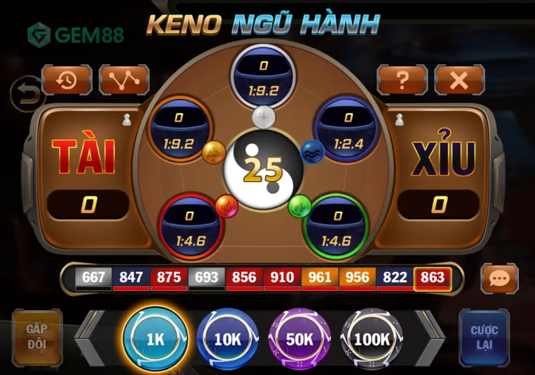 Keno Ngũ Hành Tại Gem88 Trải Nghiệm Sòng Bài Đẳng Cấp Thượng Lưu