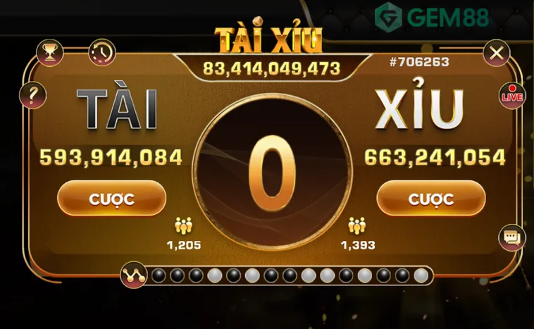 Tài Xỉu Live Tại Gem88 Trải Nghiệm Cá Cược Đỉnh Cao Cùng Tỷ Lệ Thắng Khủng