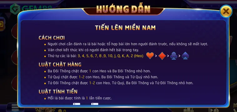 Hướng Dẫn Cách Chơi Tiến Lên Miền Nam Tại Gem88 Luôn Thắng Lớn